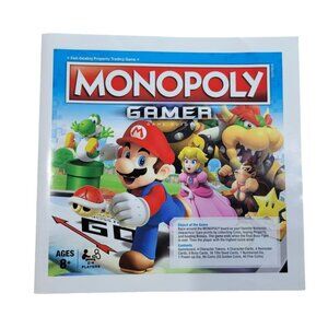 Nintendo Gamer Monopoly Replacement‎ Instruction Guide Manual Peach Bowser Mario